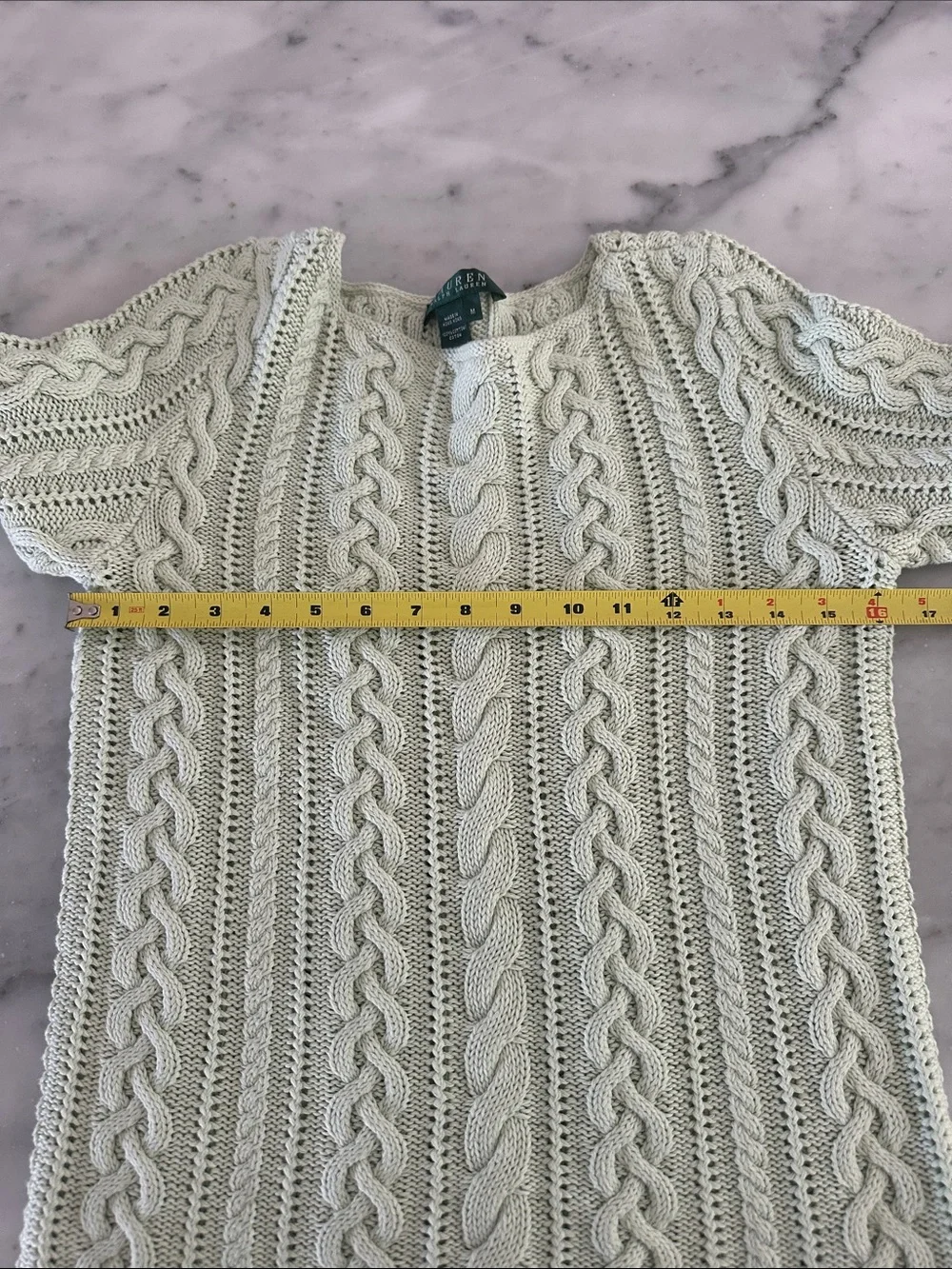 Ralph Lauren mint cotton Cable-Knit Crewneck tunic Sweater - Picture 6 of 7